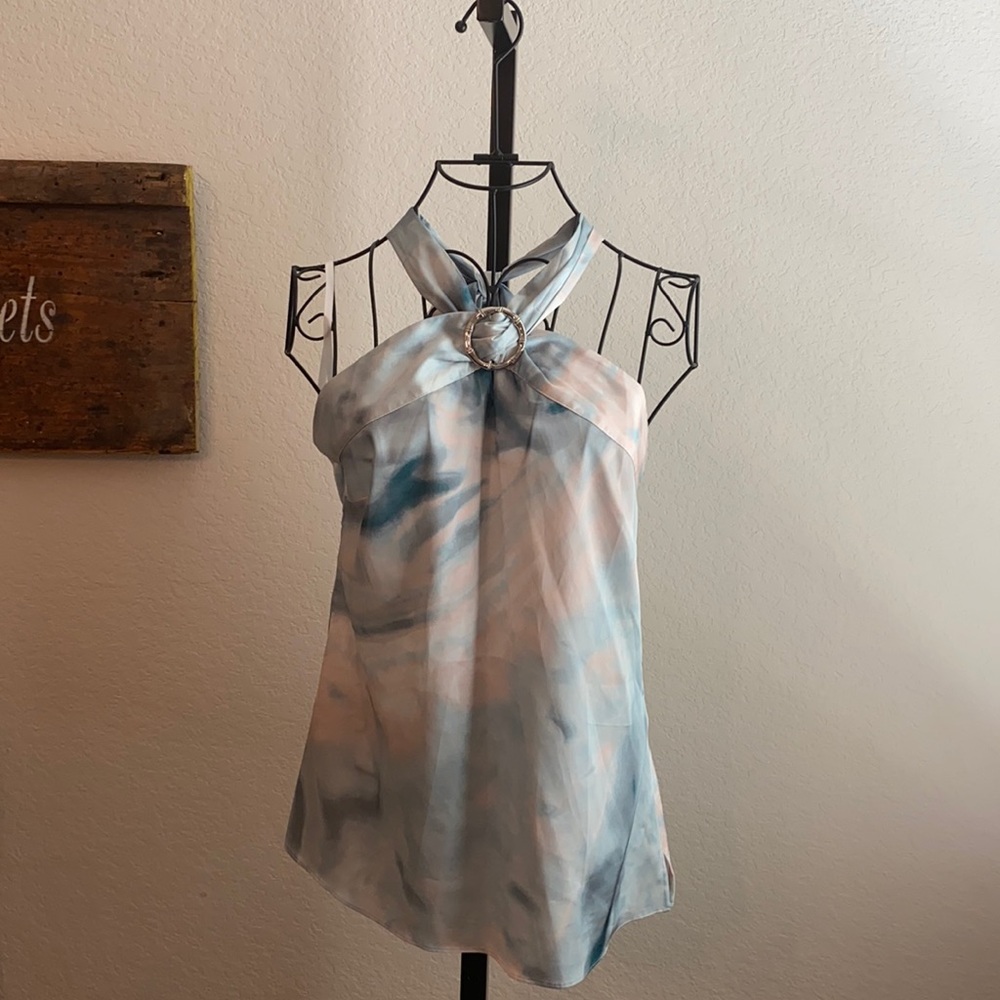 White House Black Market blue halter top